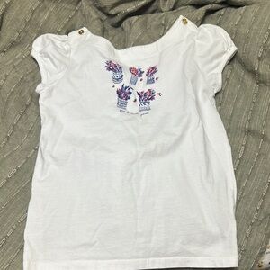 EUC Janie and Jack Floral Spring Gold Button Short Sleeve Top